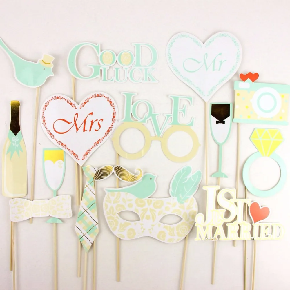 

Photo Props For Wedding 15pcs/set White Photobooth For Bride Party Decor Love Photo Booth Props Decorations Supplies