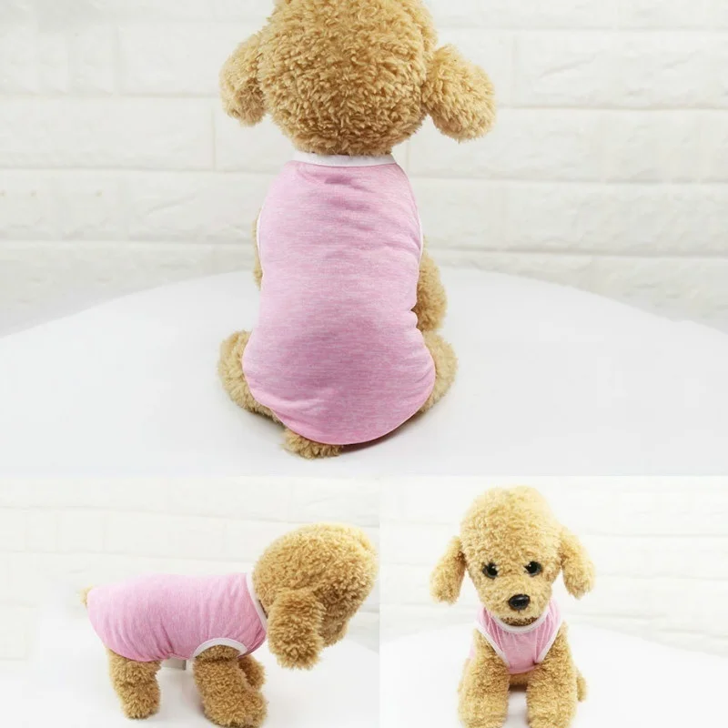 Животное маленькая собачья жилетка, одежда летние модные классические однотонные Цвет футболка для собак, новые милые футболки, верхняя дышащий жилет для домашних животных - Цвет: Розовый