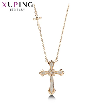 

Xuping New Arrival Elegant Gold Color Plated Cross Pattern Necklace Pendant for Women Boxing Day Jewelry Gift M54-40086