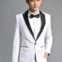 Изготовленный На Заказ Свадебный белый смокинг, на заказ белый смокинг пиджак черный лацкан белые брюки, сделанные на заказ белые свадебные костюмы для мужчин