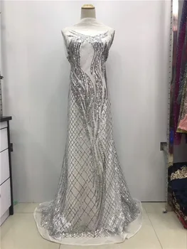 

Latest sequins design French net lace fabric for wedding/party dress GN134(5yards/lot) many color