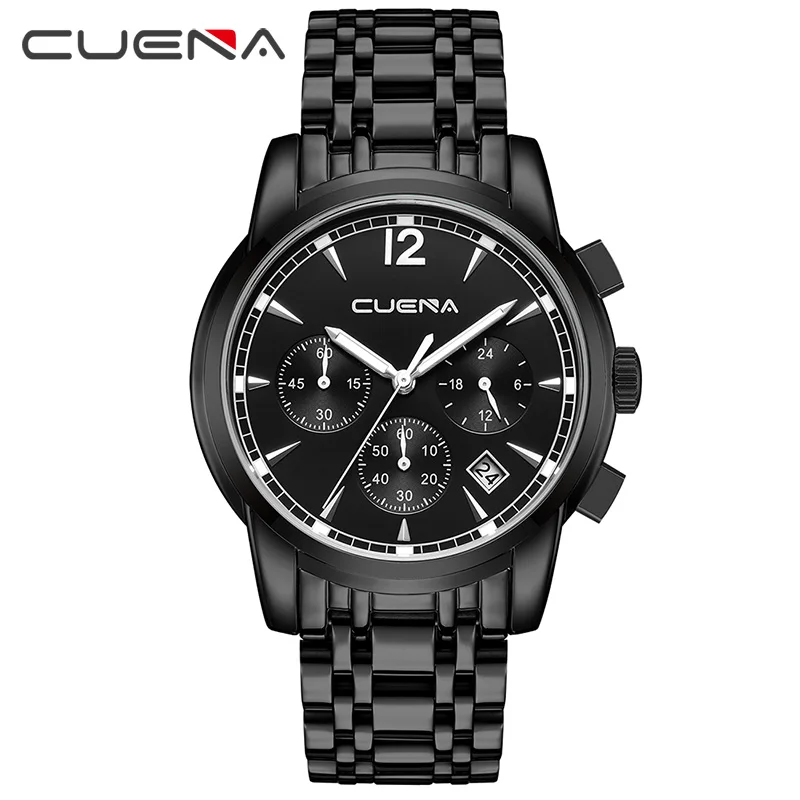 CRRJU Модные Бизнес повседневные часы для мужчин спортивные аналоговый хронограф полный сталь водостойкие часы для мужчин часы Relogio Masculino - Цвет: 6812 Black