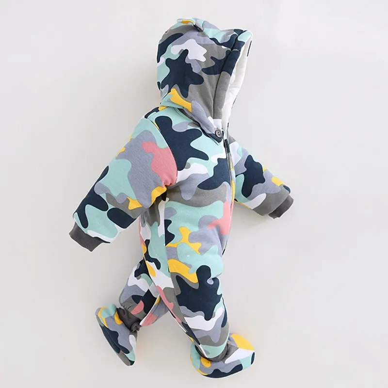 

NEW Baby Rompers Winter Thick Warm Baby boy Clothing Long Sleeve Hooded Jumpsuit Kids Newborn Outwear for 0-18M one piece