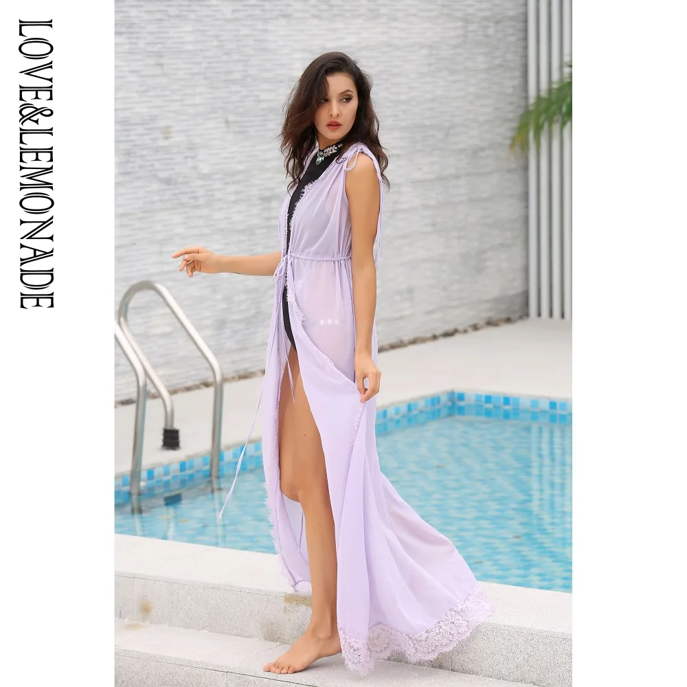 

Love&Lemonade Light Purple Lace Trim Chiffon Chiffon Coat LM1116