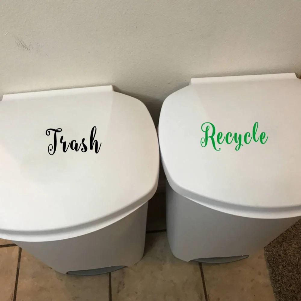 

Recycle and Trash Vinyl Label Decals Waterproof Removable Ashbin Decor Sticker