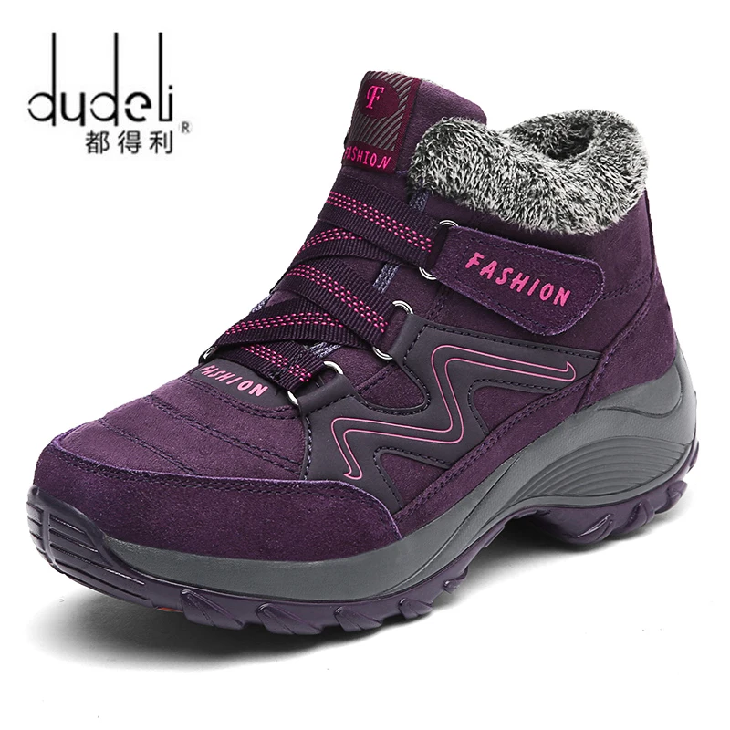 

DUDELI Women Leather Hiking Shoes Outdoor Waterproof Warm Boots Breathable Outdoor Sports Shoes Men Walking Sneakers