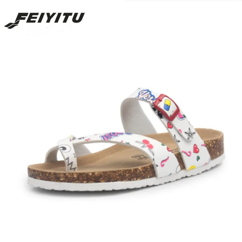 FeiYiTu/Новинка 2018 года летние пляжные пробковые шлепанцы Вьетнамки женские