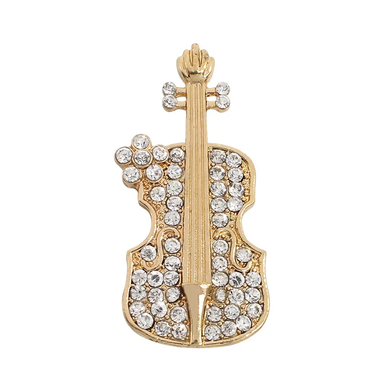 

2019 Korean New Fashion Crystal Guitar Brooch for Women Lapel Pins Violin Broach Beautiful Metal Brooches Jewelry Accessories