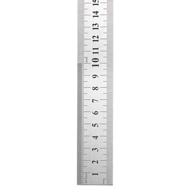 Нержавеющая сталь двухсторонняя измерительная линейка с прямым краем 60 см/2", серебро