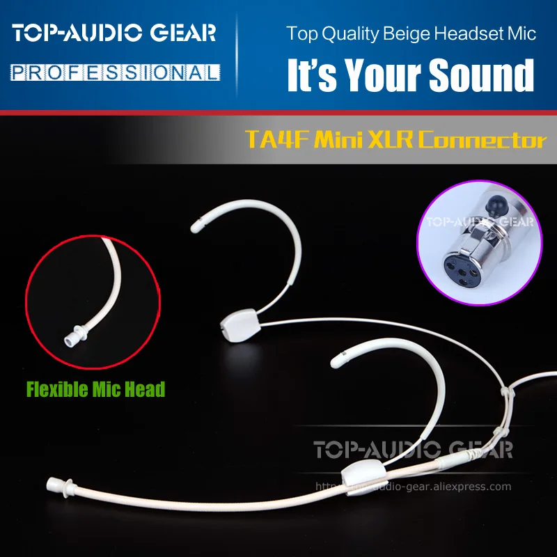 Flesh Beige Head-mounted Headworn Headset Earhook Microphone For SHURE Wireless Mic System LX UC U 1 UR PGX ULX QLXD Bodypack |