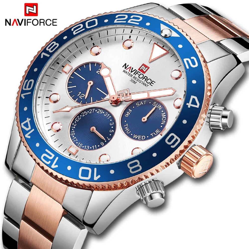 Часы наручные NAVIFORCE Мужские кварцевые аналоговые роскошные модные спортивные