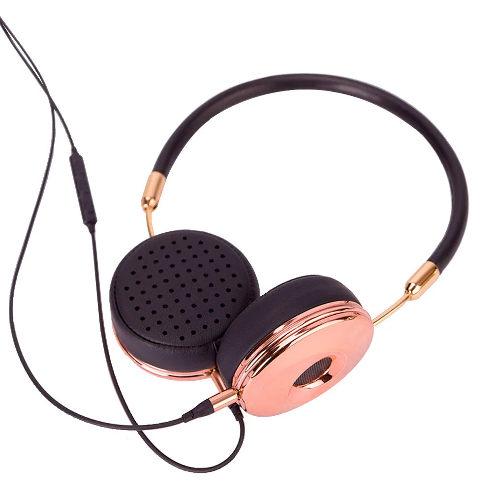 Liboer наушники проводные на ухо стерео наушники для мобильного телефона лучшая Складная гарнитура Высокое качество розовое золото наушники - Цвет: black rose