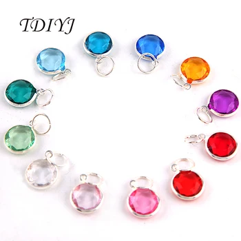 

TDIYJ 120pcs Fasion 12 Colors Mixed Silver Plated Acrylic Birthstone Crystal Dangle for Expandable Bangle for Women