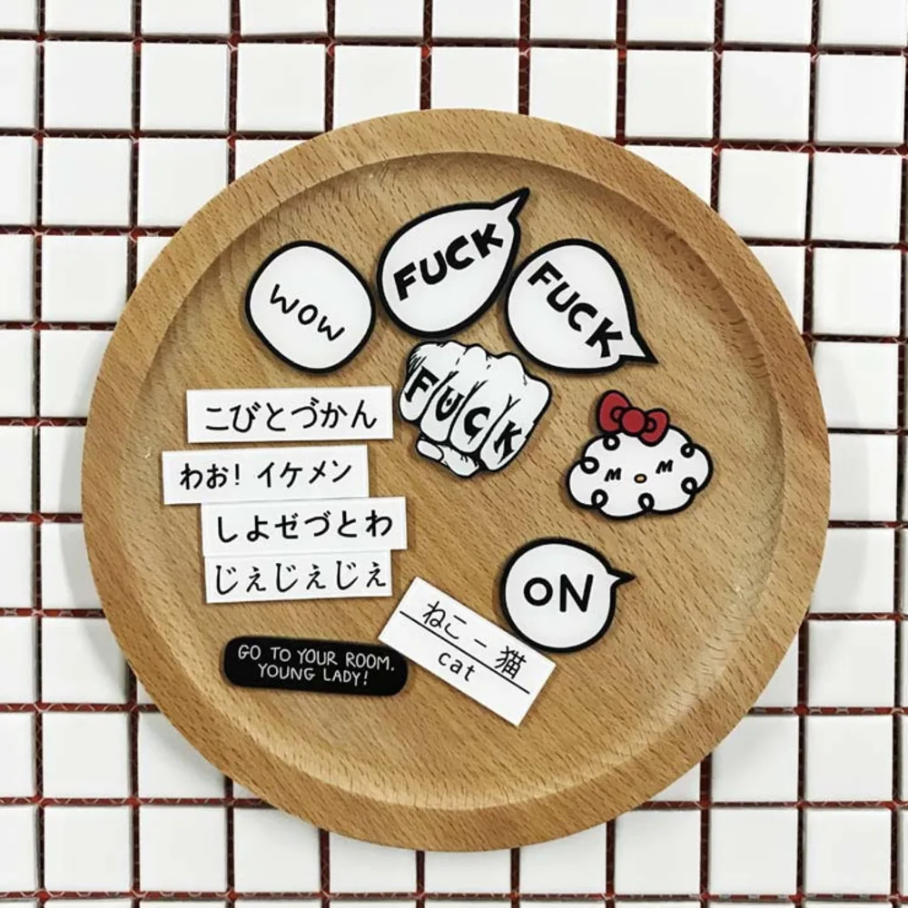 

High-quality Punk Letter Acrylic English Japanese word fist Brooch Hat Shirt Collar Bag Chain Brooch Jewelry Free Delivery