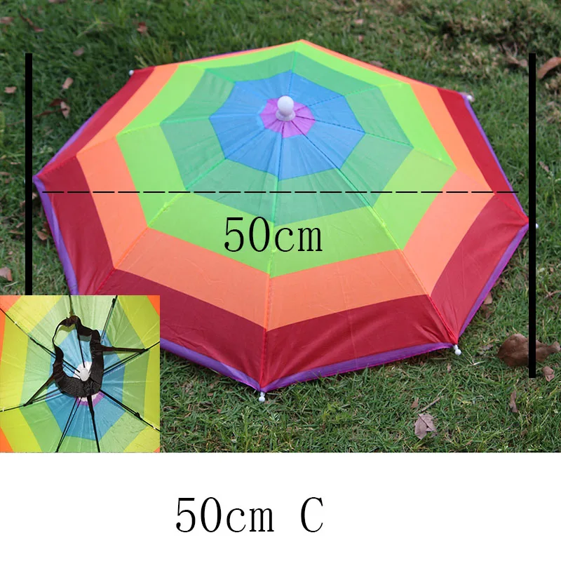 YADA Outdoor Umbrella Hat Novelty Foldable Sun&Rainy Day Hands Free Rainbow Folding & Waterproof Multicolor Hat Cap Stock YS0018 umbrella hat