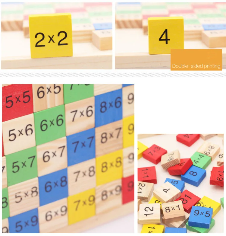Математика домино игрушка двойная сторона Мультипликация Таблица шаблон печатная доска Детские Развивающие детские деревянные