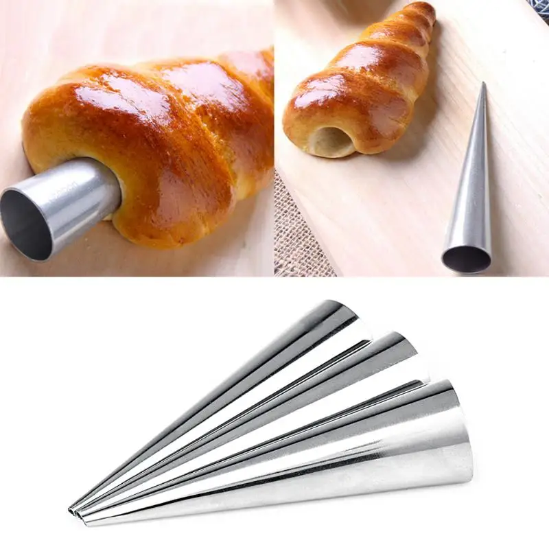 

3pcs/Set Stainless Steel Baking Mold Triangular cone shape Croissants Spiral DIY Molds Horn Baking Cake Kitchen Bakeware Tools