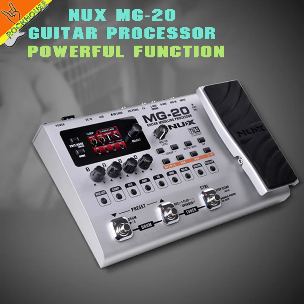 NUX MG-20 Guitar Multi-effects Pedal Guitarra Modeling Processor Effects 60 Effect Models 36 User Presets 36 Factory Presets