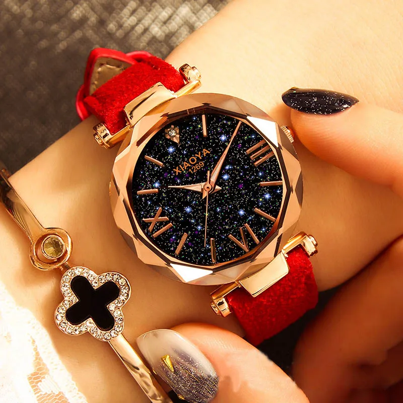 Watch Women 2018 Luxury Brand Women's Watches Personality Romantic Starry Sky Wrist Watch Leather Rhinestone Designer Ladies New Watch Women 2018 Luxury Brand Women's Watches Personality Romantic Starry Sky Wrist Watch Leather Rhinestone Designer Ladies New
