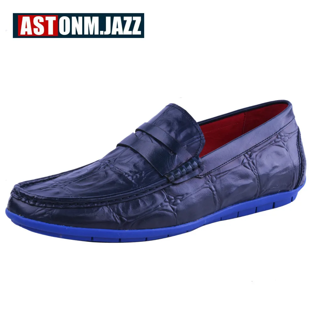 

Full Grain Leather Mens SLIP-ON Driving Loafers Emboss Crocodile Boat Shoes Business Man Moccasins Casual Shoes