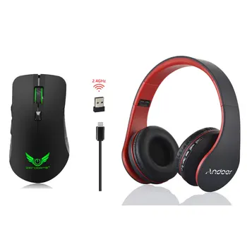 

Rechargeable 2.4G 2400 USB DPI Wireless Portable Mouse 6-Button Optical Office Mice + Bluetooth 4.1 Headphone Stereo Headsets