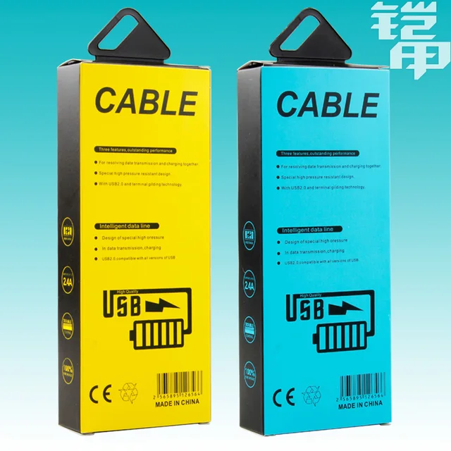 KJ 659 100pcs/lot free ship paper Packaging Box Packing For 1 2m Micro USB Cable Package Boxes