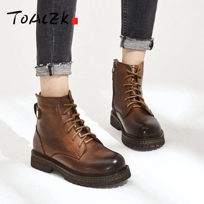

Autumn winter new European and American women's Martin boot top layer cowhide fashion short boots