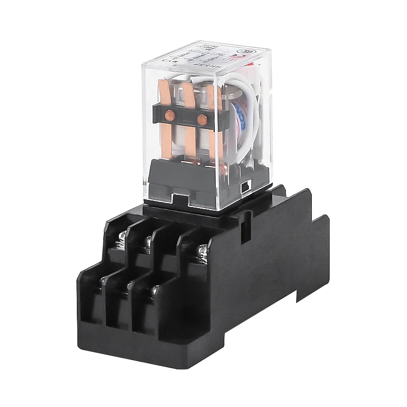 HH53P MY3NJ Electromagnetic Relays Switch Socket Base AC 220V 110V DC 24V 12V 5A Power Relay Switch Silver Contacts 11 Pin LED