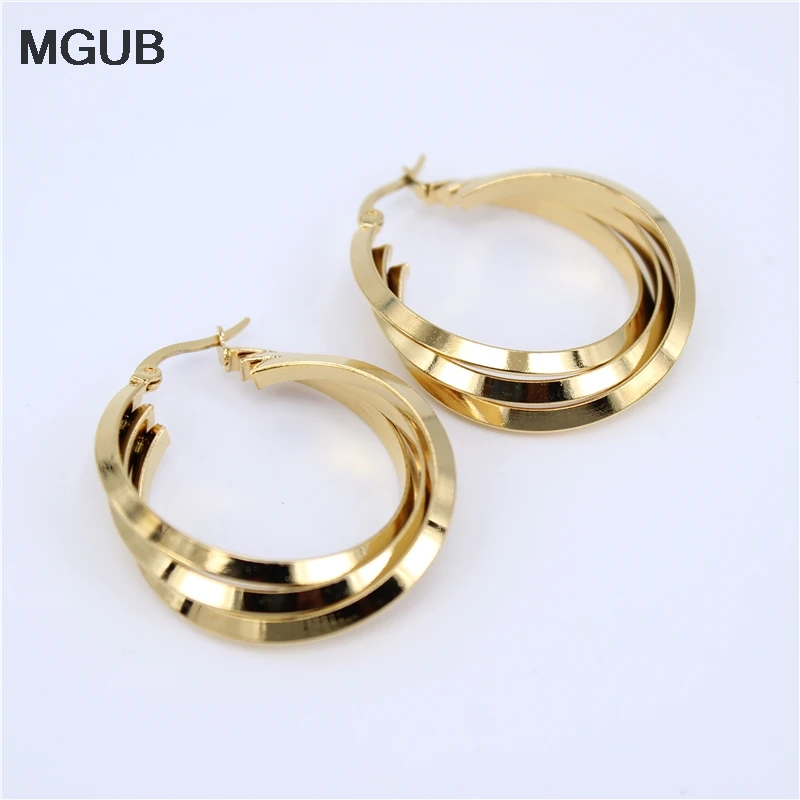 

MGUB 3X line / popular smooth popular stainless steel jewelry earrings / Four Seasons wild jewelry earrings LH299