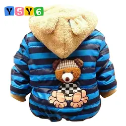 2018 новая куртка для маленьких мальчиков с рисунком медведя из мультфильма, детская зимняя теплая хлопковая куртка с капюшоном, детская