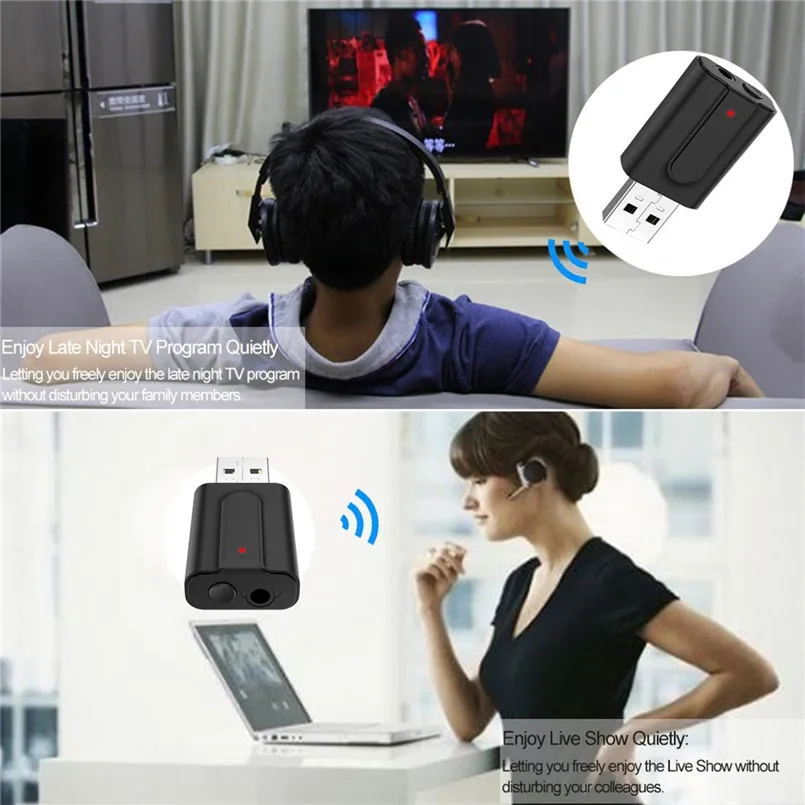 2 in 1 Bluetooth Audio Stereo Transmitter Receiver HIFI Music Adapter Music Home Car Adapter 3.5mm AUX &USB Adapter RCA 40JUN403