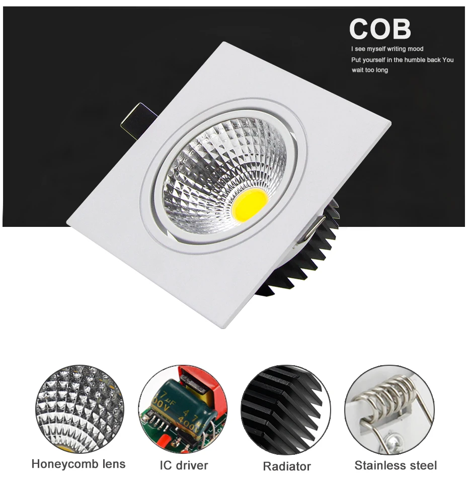 Tlwangl Downlight Dimmable Rotating LED Downlights 9W12W15W COB LED Ceiling Spot Lights AC110V-220V LED Wall Lamp Warm Cold White Indoor Lighting Body Color : Cold White, Emitting Color : White Tlwangl Downlight Dimmable Rotating LED Downlights 9W12W15W COB LED Ceiling Spot Lights AC110V-220V LED Wall Lamp Warm Cold White Indoor Lighting Body Color : Cold White, Emitting Color : White