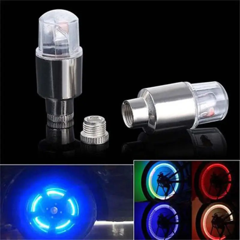 Best wheel up 2X Bikes light Tire Tyre Valve Cap Neon LED Flash Bicycle Light Lamp Hot luz bicicleta fietsverlichting farol bike P# 4