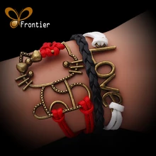 Модные очаровательные ювелирные изделия кожа двойной многослойный Плетеный Воск Веревка Браслеты подарок для женщин AB076