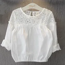 Коллекция года, летняя детская одежда Блузки для девочек Однотонные тонкие открытые блузки для маленьких девочек, детские повседневные рубашки, Топ