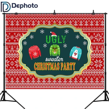 

Dephoto Ugly Christmas Sweater Party Backdrop Winter Photography Background Elfed Kids Chalkboard Photobooth Decorations Banner