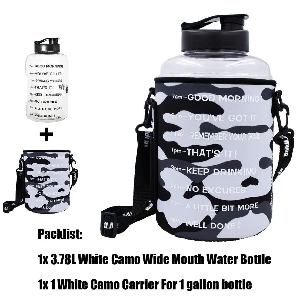 Buildlife 128 унций держатель бутылки для воды ткань для дайвинга сумка с плечевым ремнем и ремешком для рук встроенный кошелек с карманом для мобильного телефона - Цвет: White Camo Pack