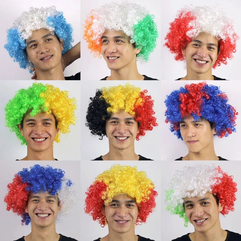 

2018 football fans headwear Russia Gremany Brazil France Belgium Spain carnival holiday party clown afros