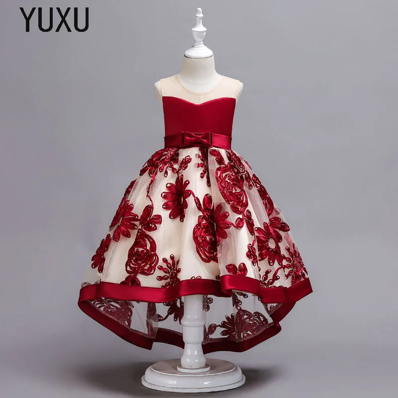 

2018 Girls Dress kids red bownot Elegant Pageant Party Dress Girls clothes christmas costumes for children Toddler girls Infant