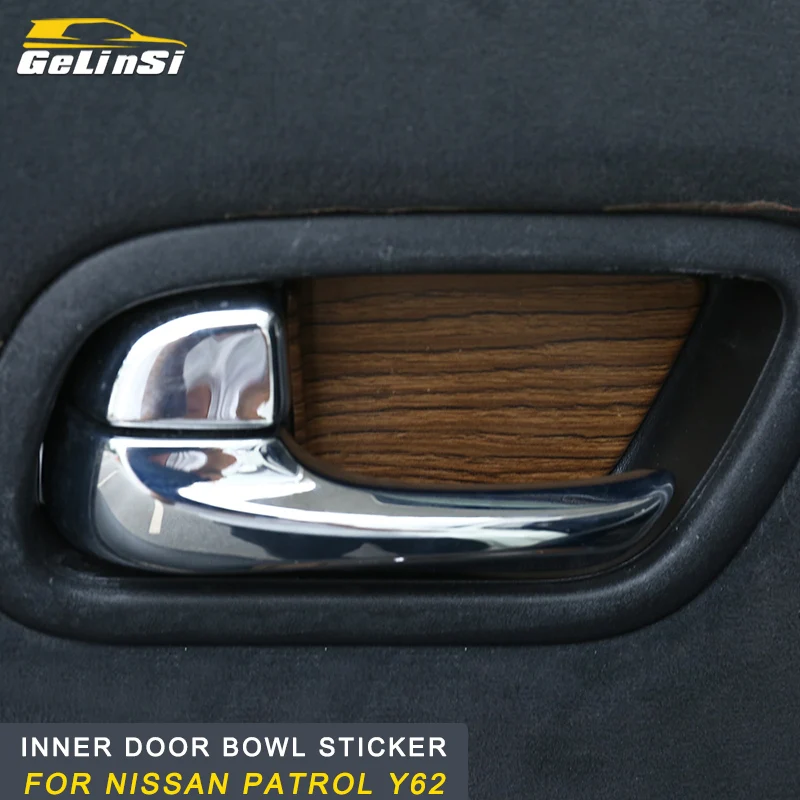 GELINSI Inner door bowl cover trim Stickers Covers Interior Accessories For Nissan Patrol Y62 Auto Car GELINSI Inner door bowl cover trim Stickers Covers Interior Accessories For Nissan Patrol Y62 Auto Car
