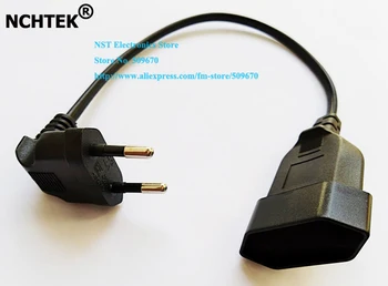 

NCHTEK 90 Degree Angled European Round 2Pin Male to Female Plug EU Power Cable For UPS PDU/Free shipping/6PCS