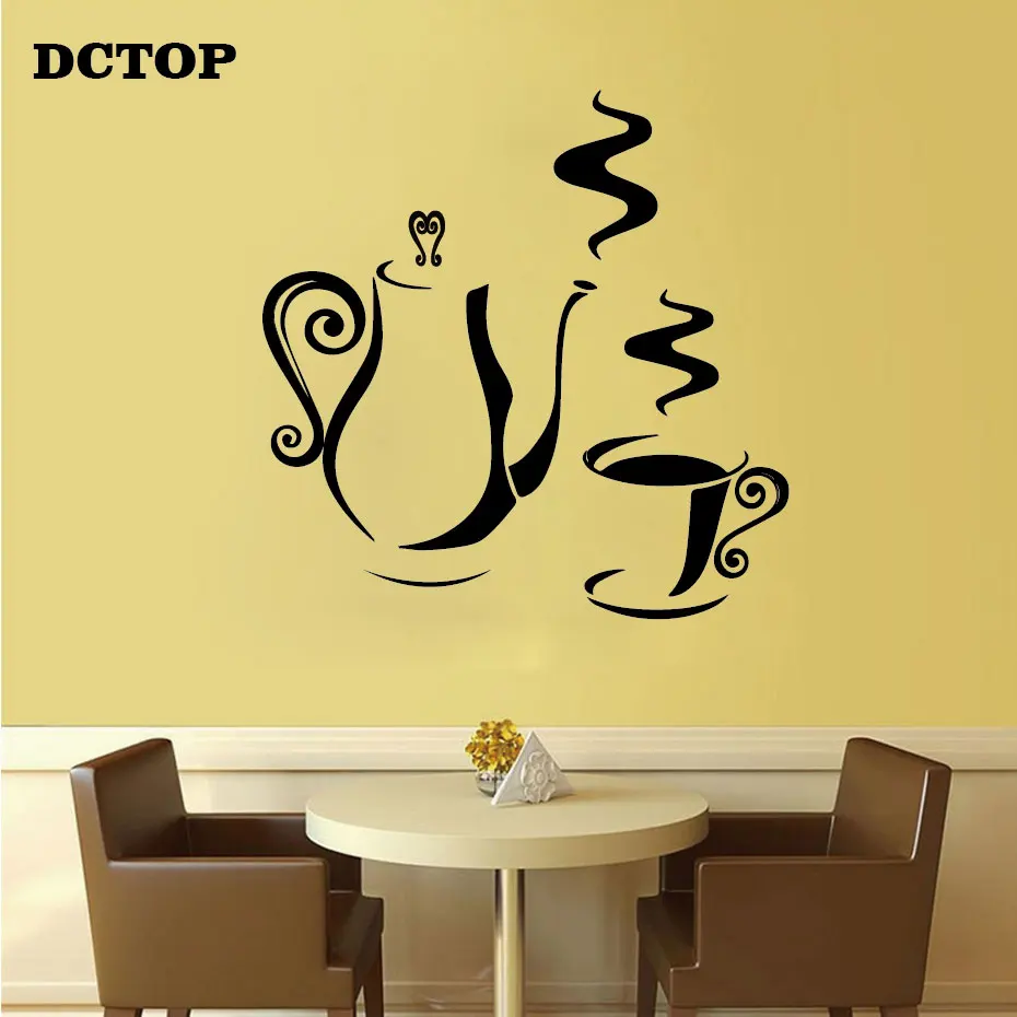 Fragrant Coffee Pot Cup Wall Sticker Kitchen Dining Room Decals For Coffee Shop Store Vinyls DIY Wall Art Home Decorative Mural (8)
