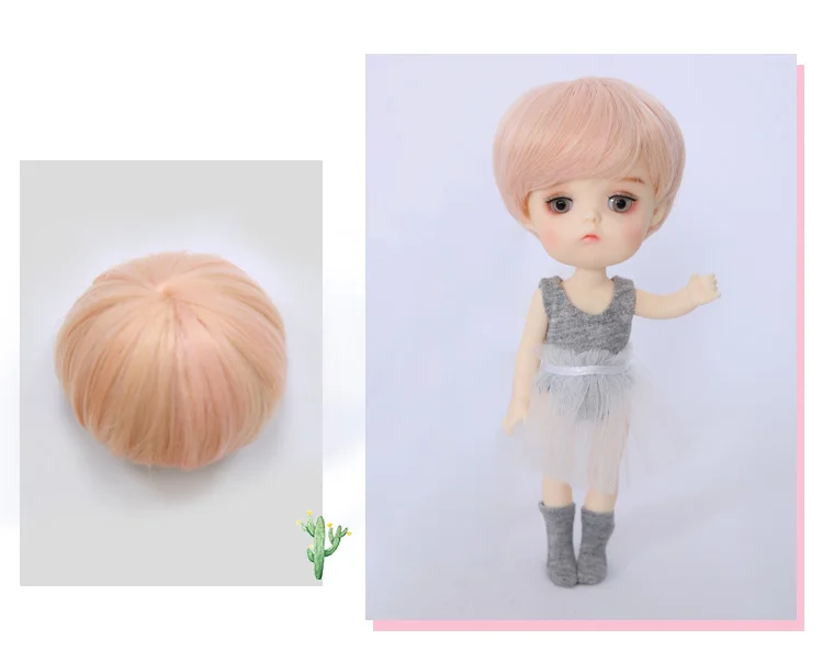 Парик для куклы bjd,, размер 6-7 дюймов, 1/6 FL Bisou, высокотемпературный короткий парик для девочек, парик для куклы bjd, красивый парик с челкой L24