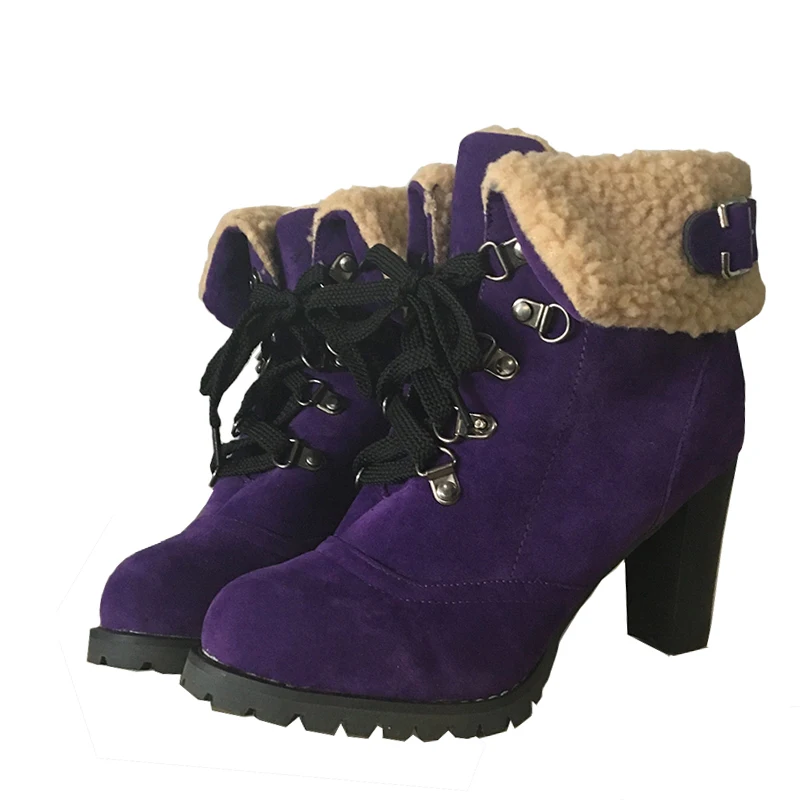 TAOFFEN/женские полусапожки на высоком каблуке; зимние ботинки; модная обувь; Теплые Ботинки на каблуке; размер 32-43; ah195