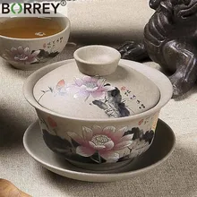 BORREY китайский керамический чайный сервиз Gaiwan ручная роспись керамический гайвань фарфоровые чайные чашки и блюдца чайный набор кунг-фу ретро-чашка