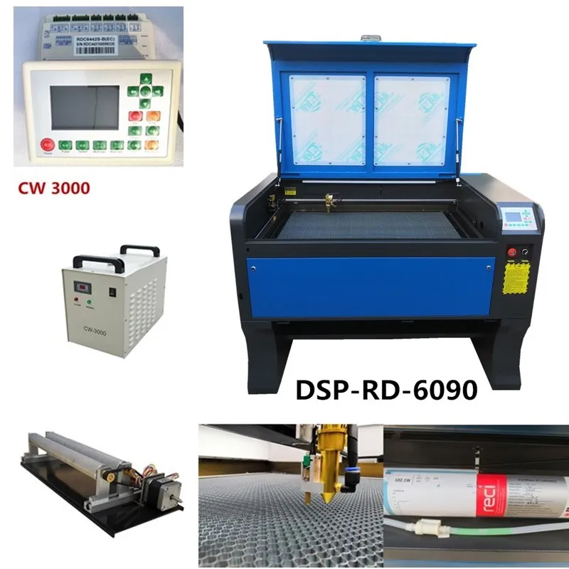reci 100 Вт 6090 Co2 USB Автофокус Лазерная резка машина с DSP системой лазерный резак гравер охладитель 900x600 мм