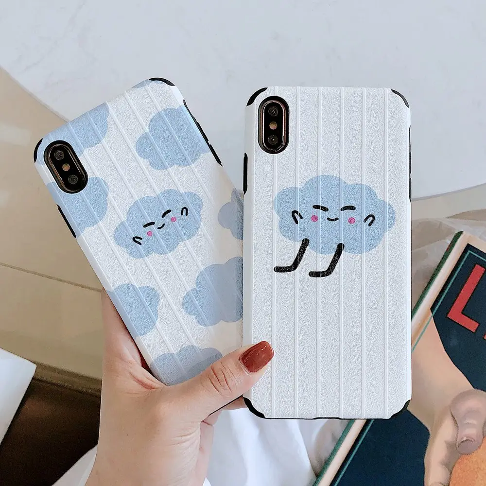 

Embossed Small Fresh Flower Clouds Phone Cases for iPhone X 6 6S 7 8 Plus XR XS Max Cute Girly Shockproof Soft TPU Back Cover