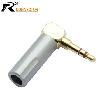 

10pcs New Copper Earphone Jack 3.5mm 3pole Right angle Male Plug Gold Plated Wire Solder Connector for Earphone DIY 6mm cable