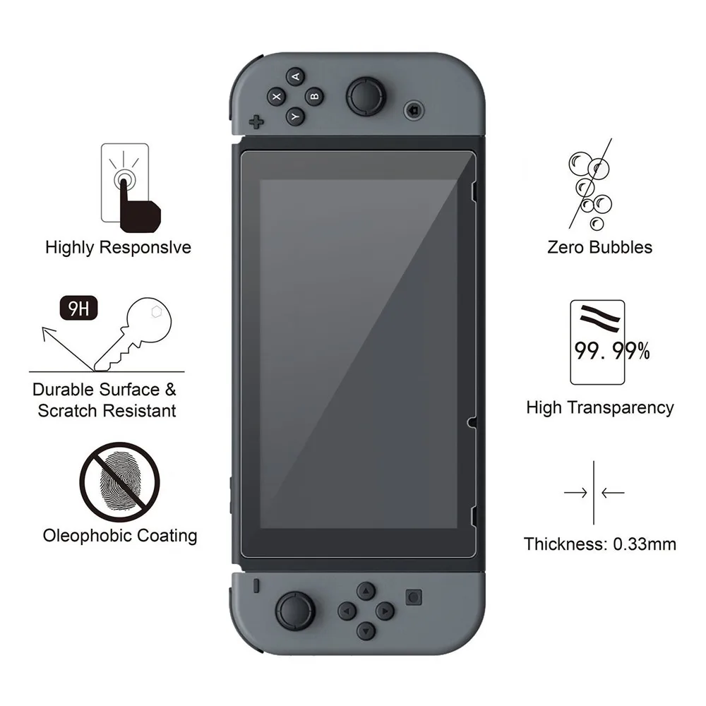 Прозрачный жесткий чехол IVYUEEN для консоли Nintendo Switch Joy Con с закаленным стеклом