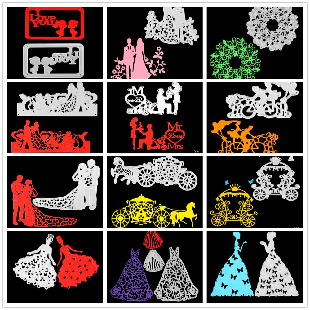 

DIY Romantic Wedding Decoration cutting dies stencils embossing card for scrapbooking card album decorative metal crafts.